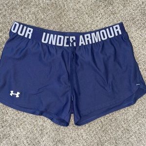 UA gray/blue running shorts